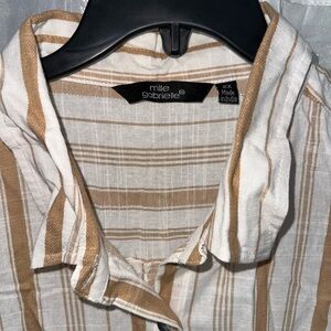 Mlle Gabrielle Men's Casual Shirt - Tan and White Stripes
